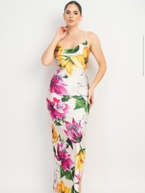 Cowl Neck Slit Cami Maxi Dress